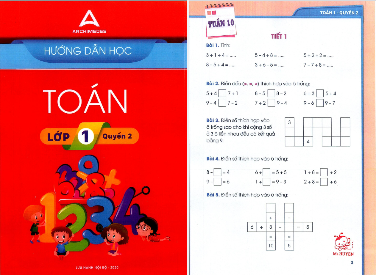 HDH Toán ARCHIMEDES lớp 1 quyển 2