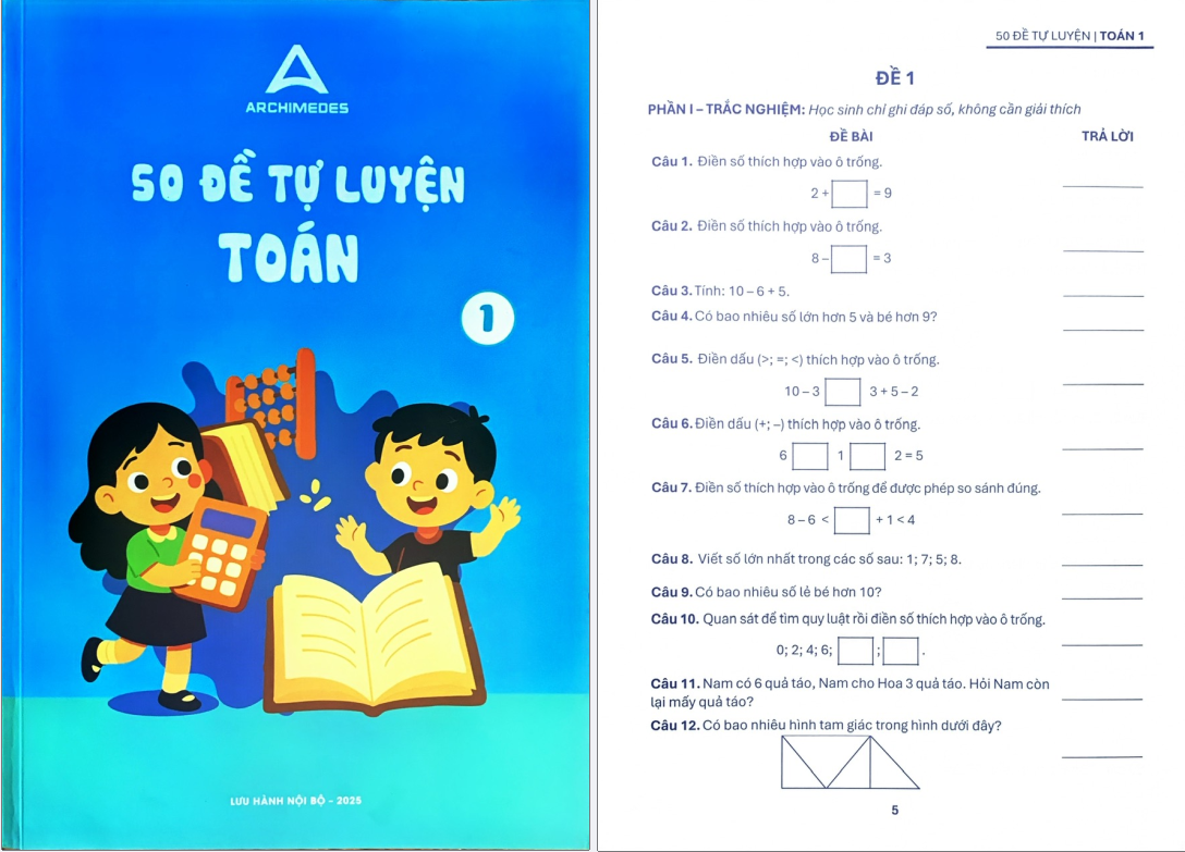 5O Đề tự luyện toán lớp 1 Archimedes