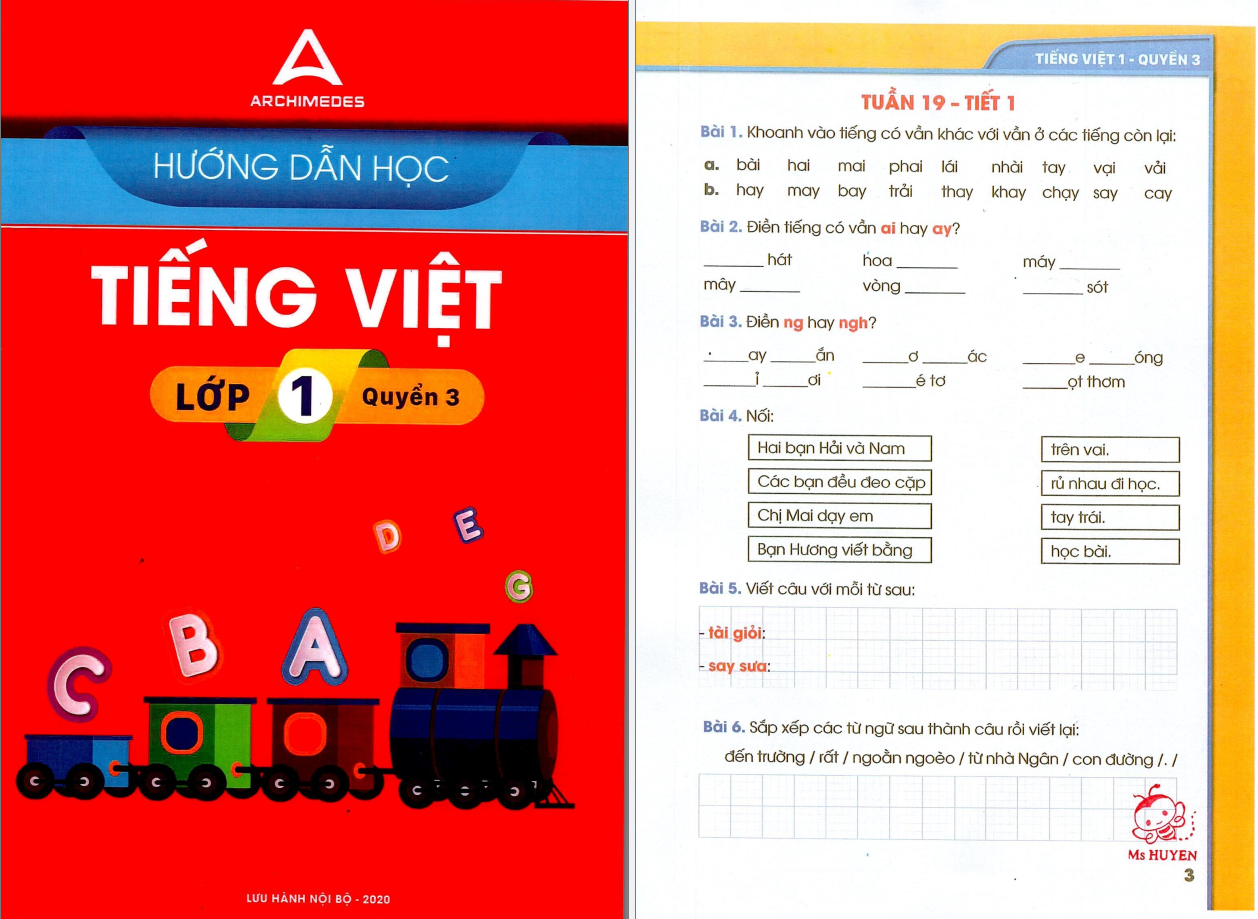 HDH Tiếng việt ARCHIMEDES lớp 1 quyển 3