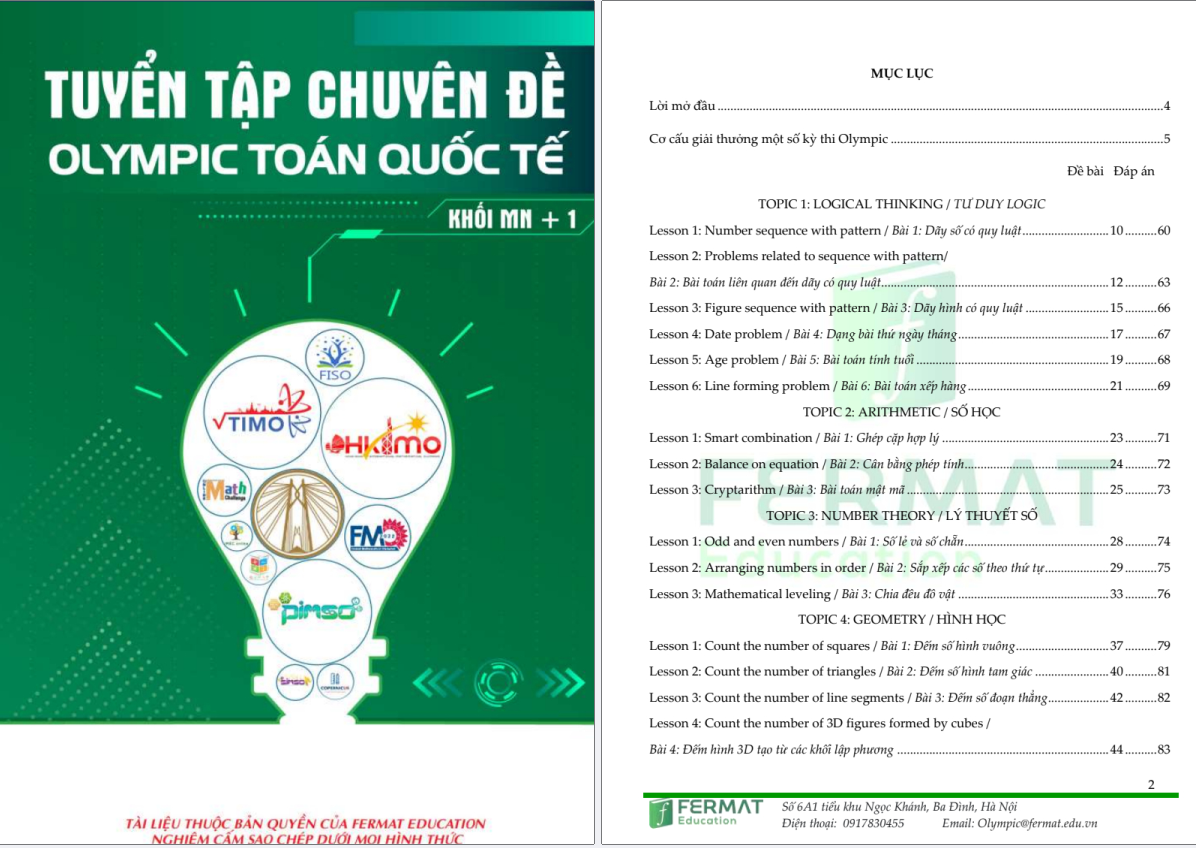 Tuyển tập chuyên đề olympic toán lớp MN + 1