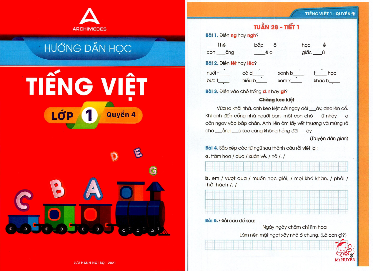 HDH Tiếng việt ARCHIMEDES lớp 1 quyển 4