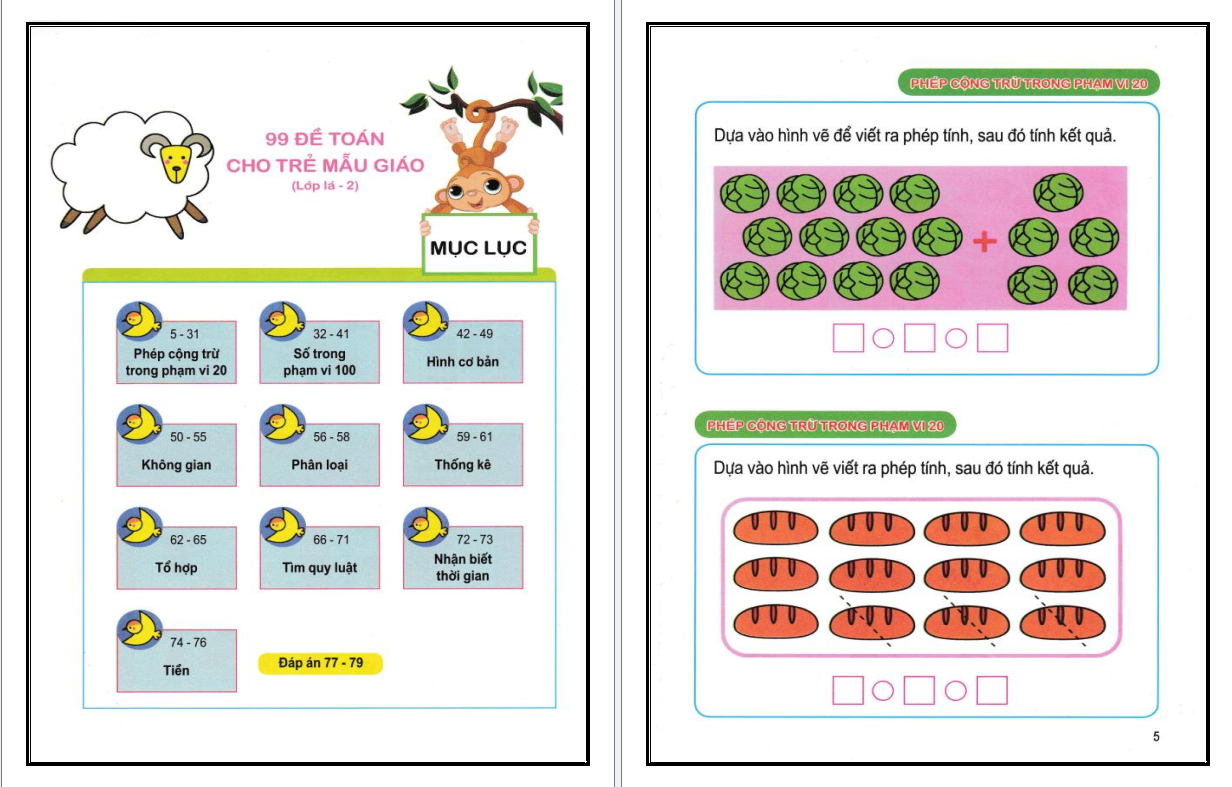 99 Đề toán dành cho trẻ mẫu giáo
