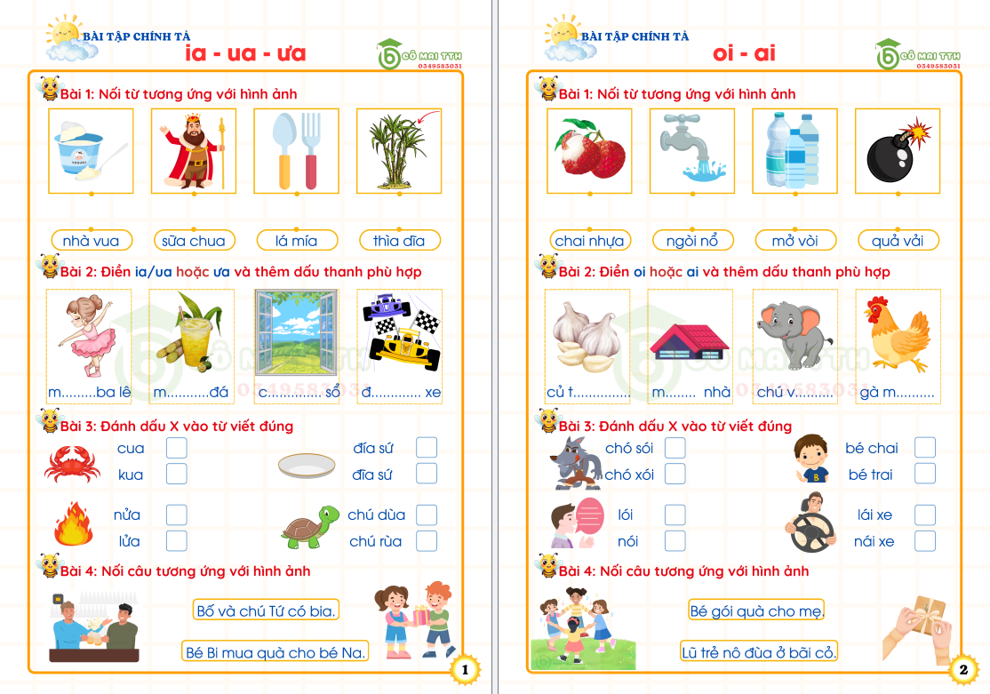 Bài tập chính tả phần vần