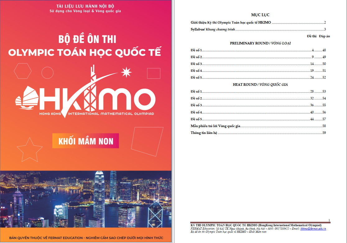 Bộ đề luyện thi HKIMO khối mầm non